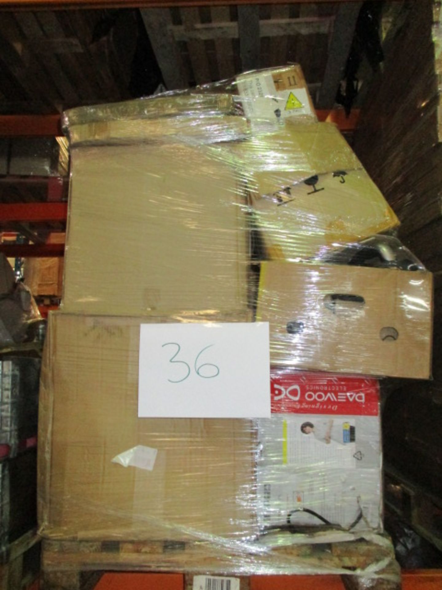 1 x Pallet of Mixed Stock/Stationery Including Lighting, Office Chair, Microwave, Electricals &