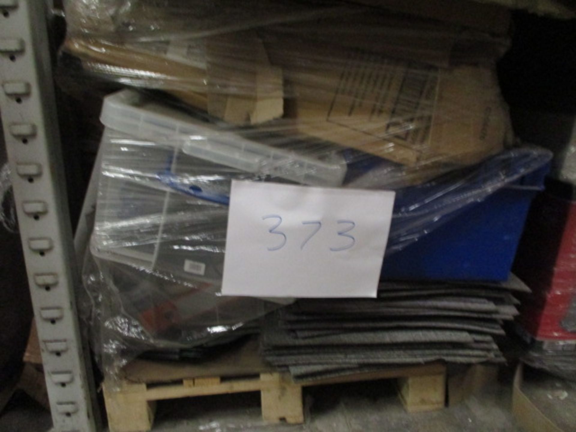 1 x Pallet of Mixed Stock Including Carpet Tiles, Storage Boxes, Bankers Boxes, Stationery and