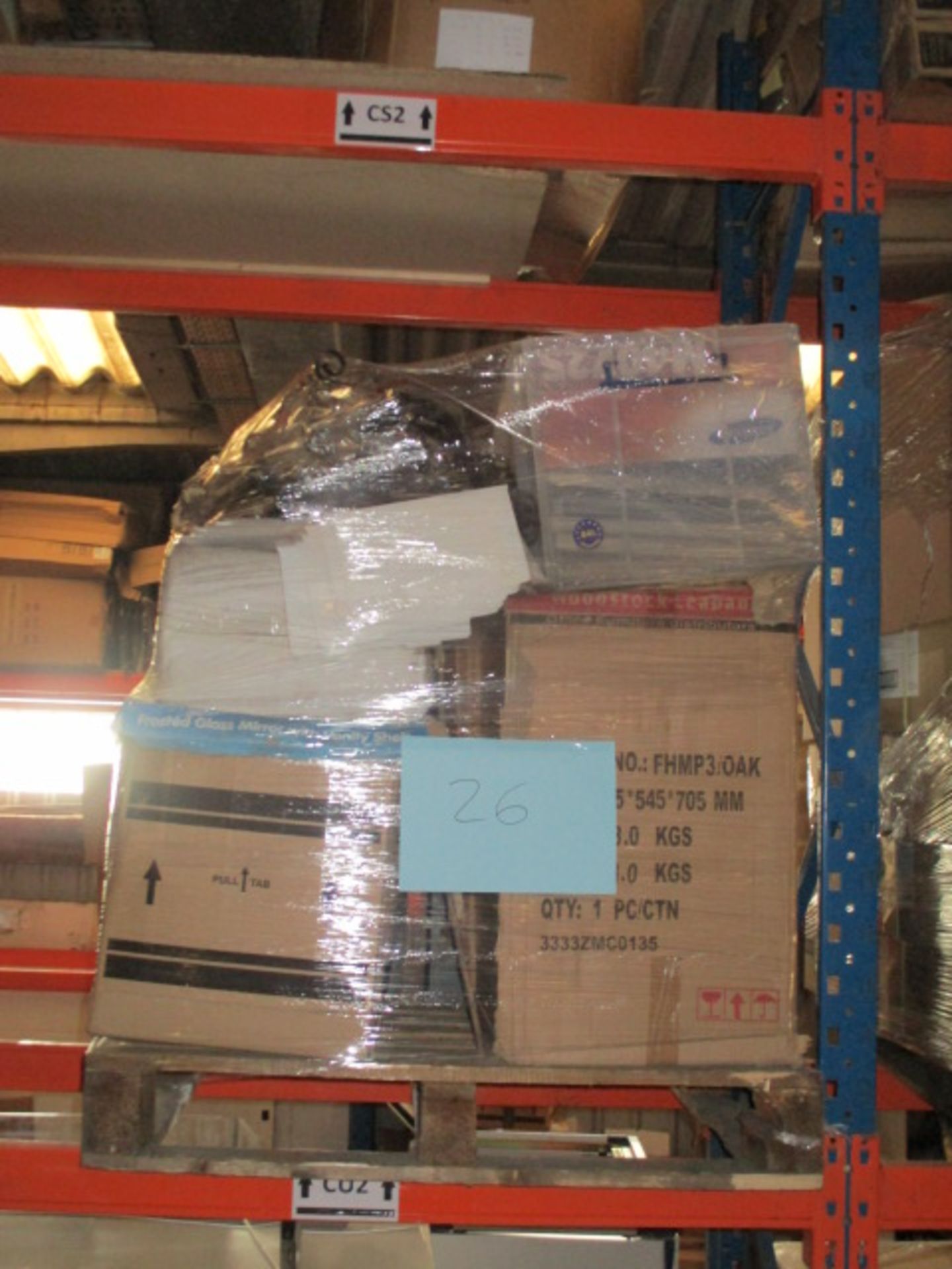 1 x Pallet of Mixed Stock Including Including Storage Boxes, Lighting and Furniture Items