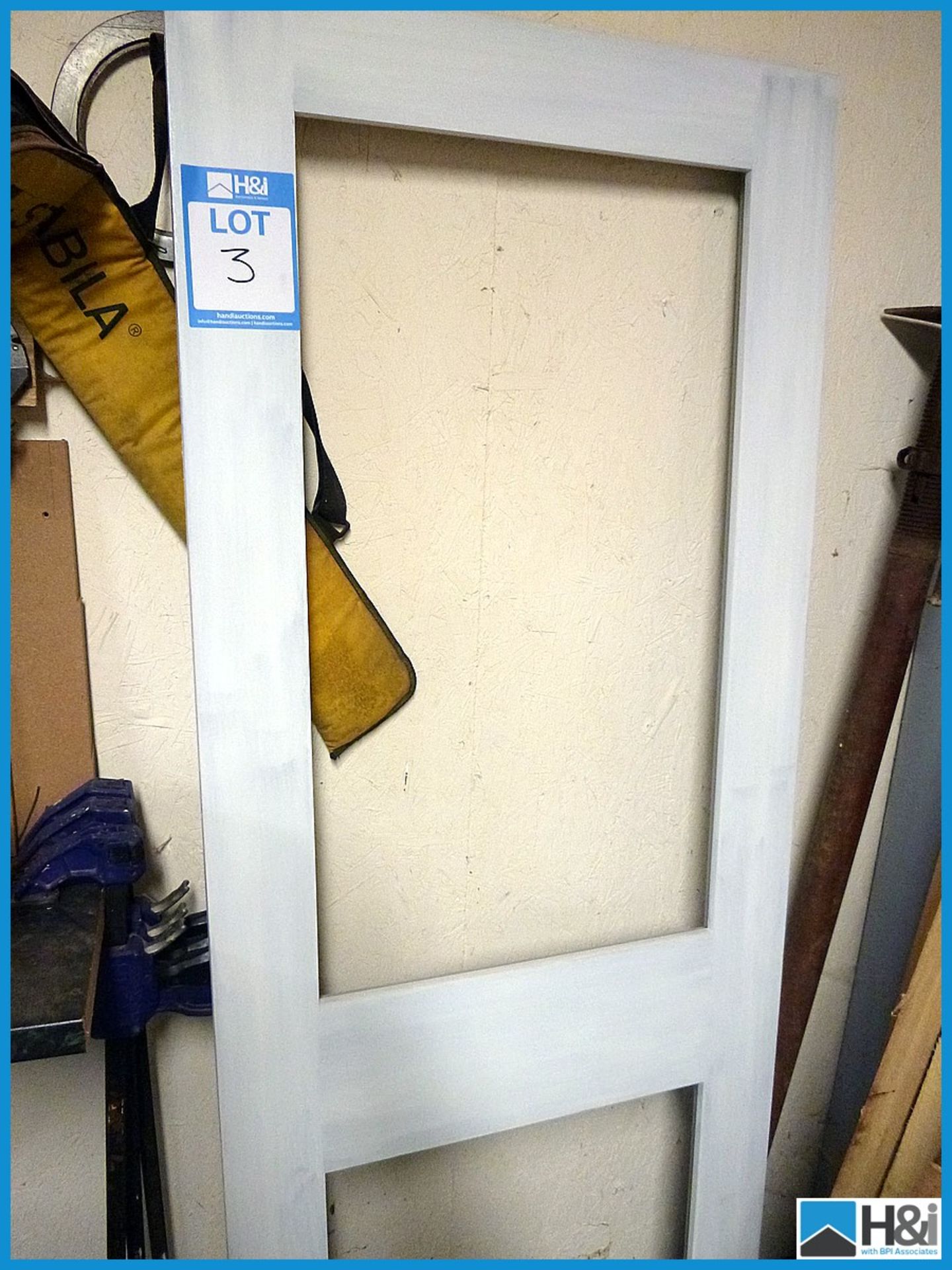 Bespoke hardwood door. Unfinished, unglazed. 29.5in x 76.75. Complete with beading Appraisal: