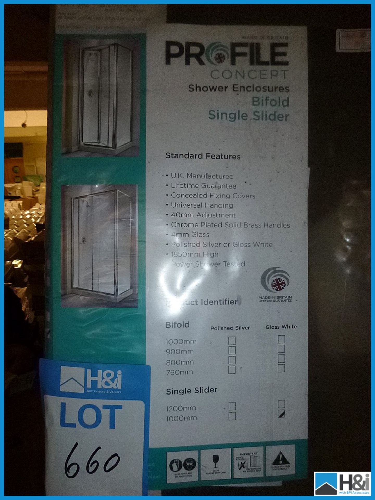 Profile 1000mm Single Slider Shower Door RRP £320 Appraisal: Viewing Essential Serial No: NA