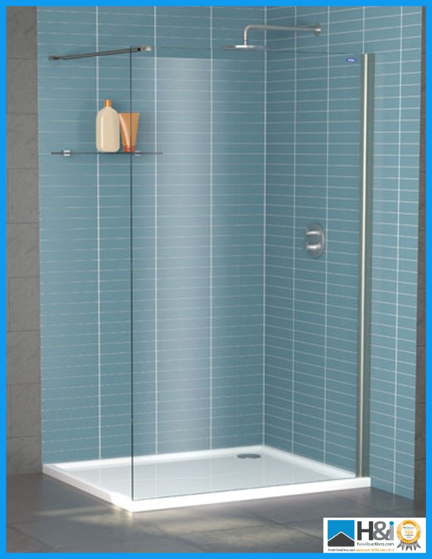 Showerlux Legacy Wetroom Panel 1900mm x 1000mm...T8mm Tempered Glass With Brace Bar (1200mm)...