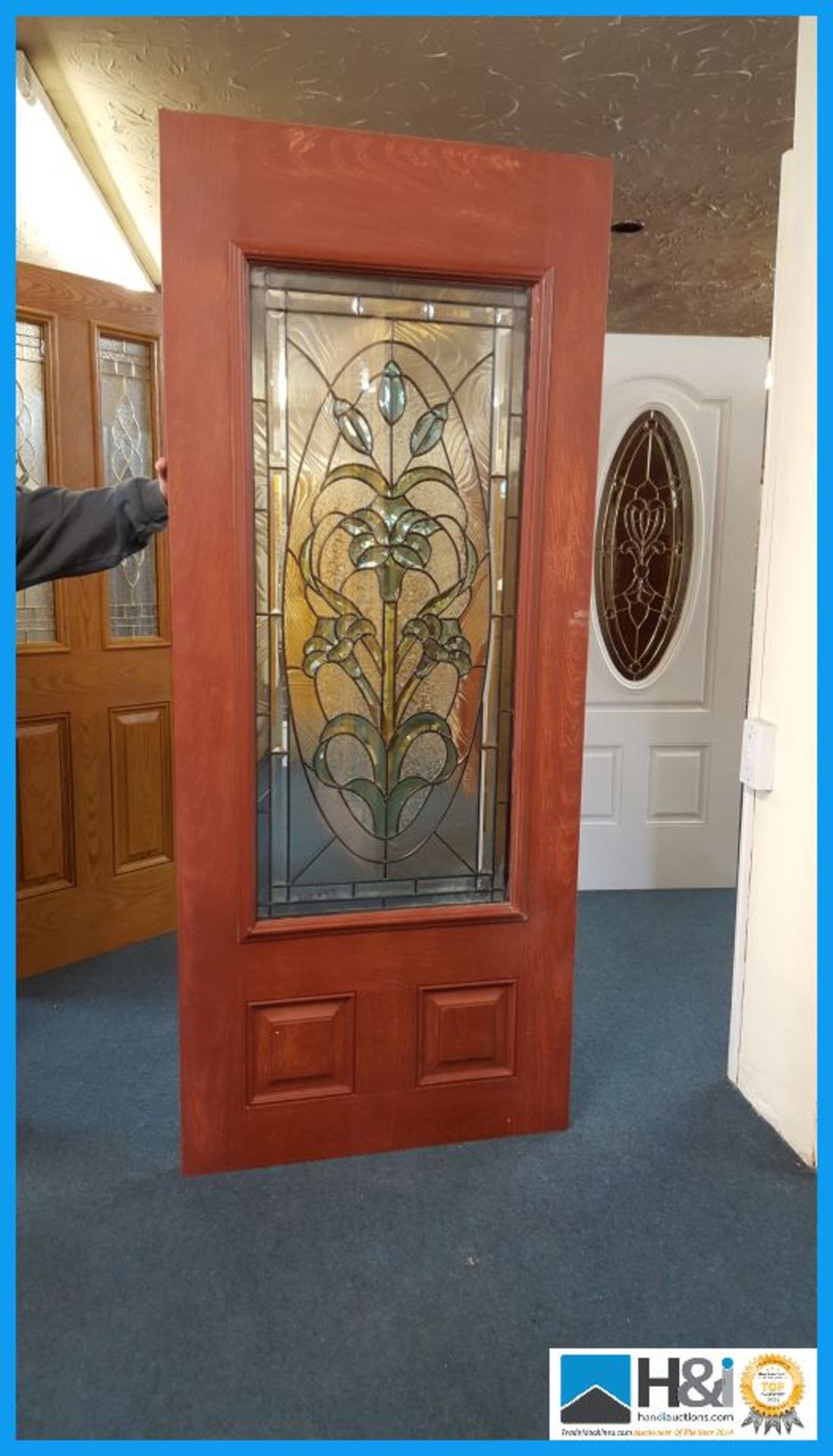NBL Fibreglass exterior entrance door with genuine leaded, triple glazing. Size: 79 x 33 inch.