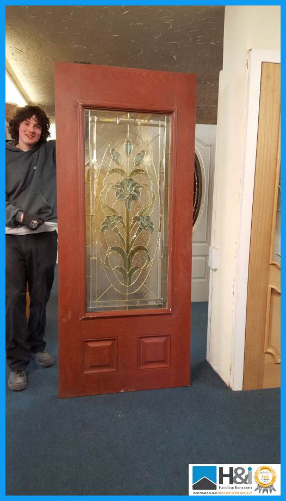 NBBR Fibreglass exterior entrance door with genuine leaded, triple glazing. Size 79 x 33 inch.