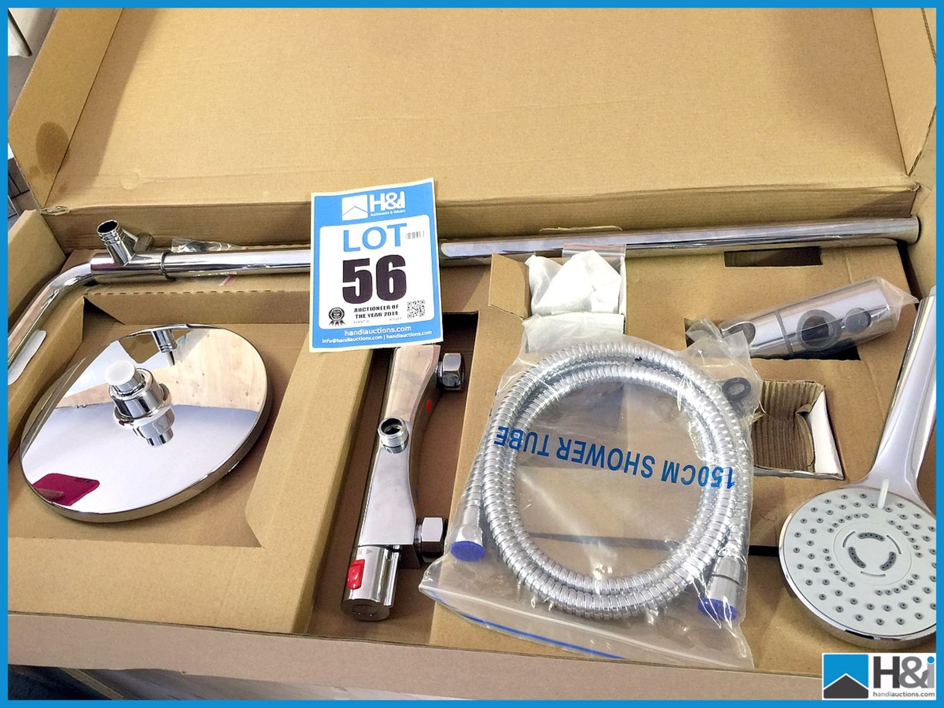 Designer thermostatic shower kit with riser rail and handset. Ex display condition Appraisal: