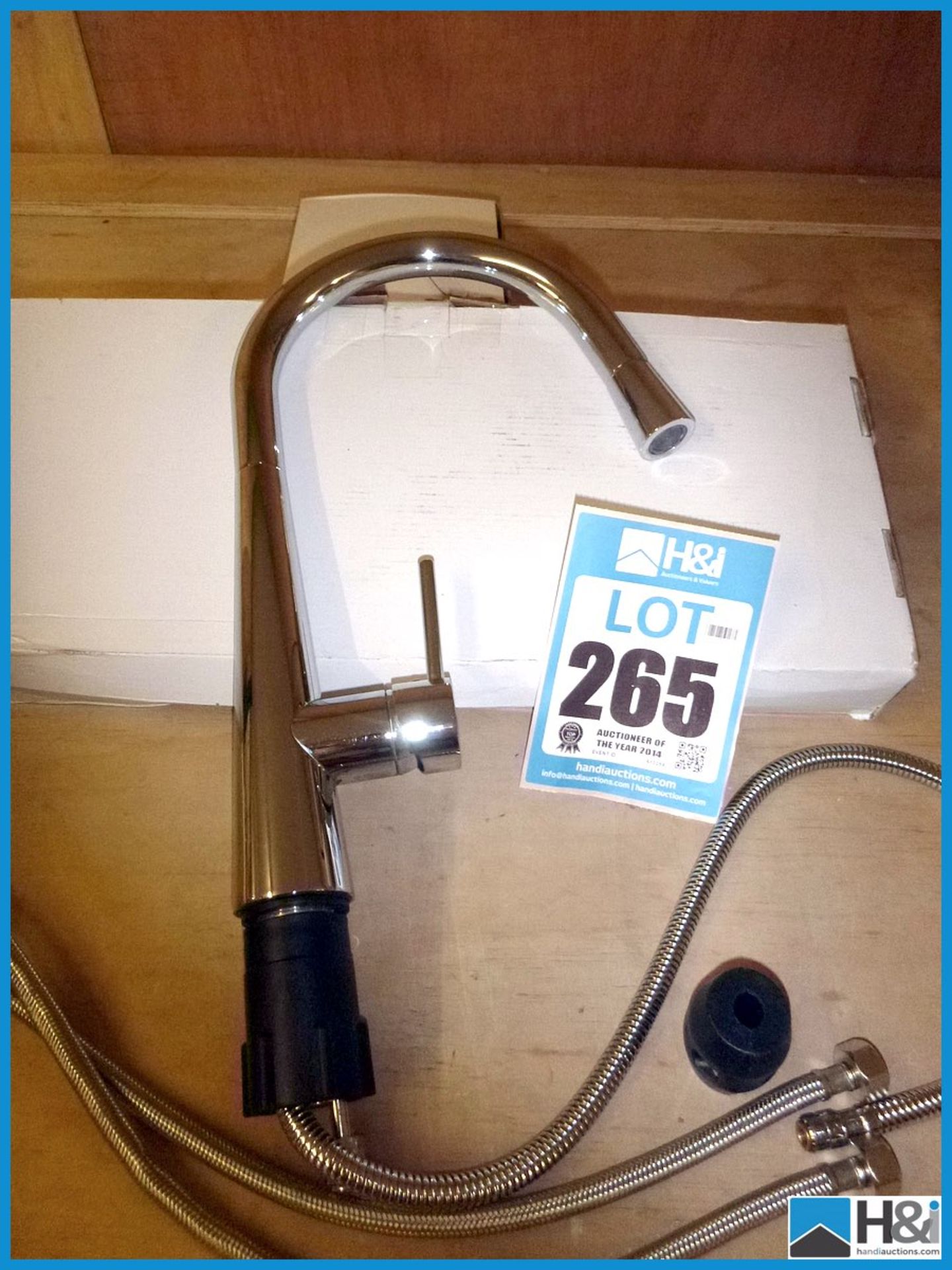 chrome kitchen sink mixer. Pull out hose, boxed Ex display condition. Appraisal: Viewing Essential