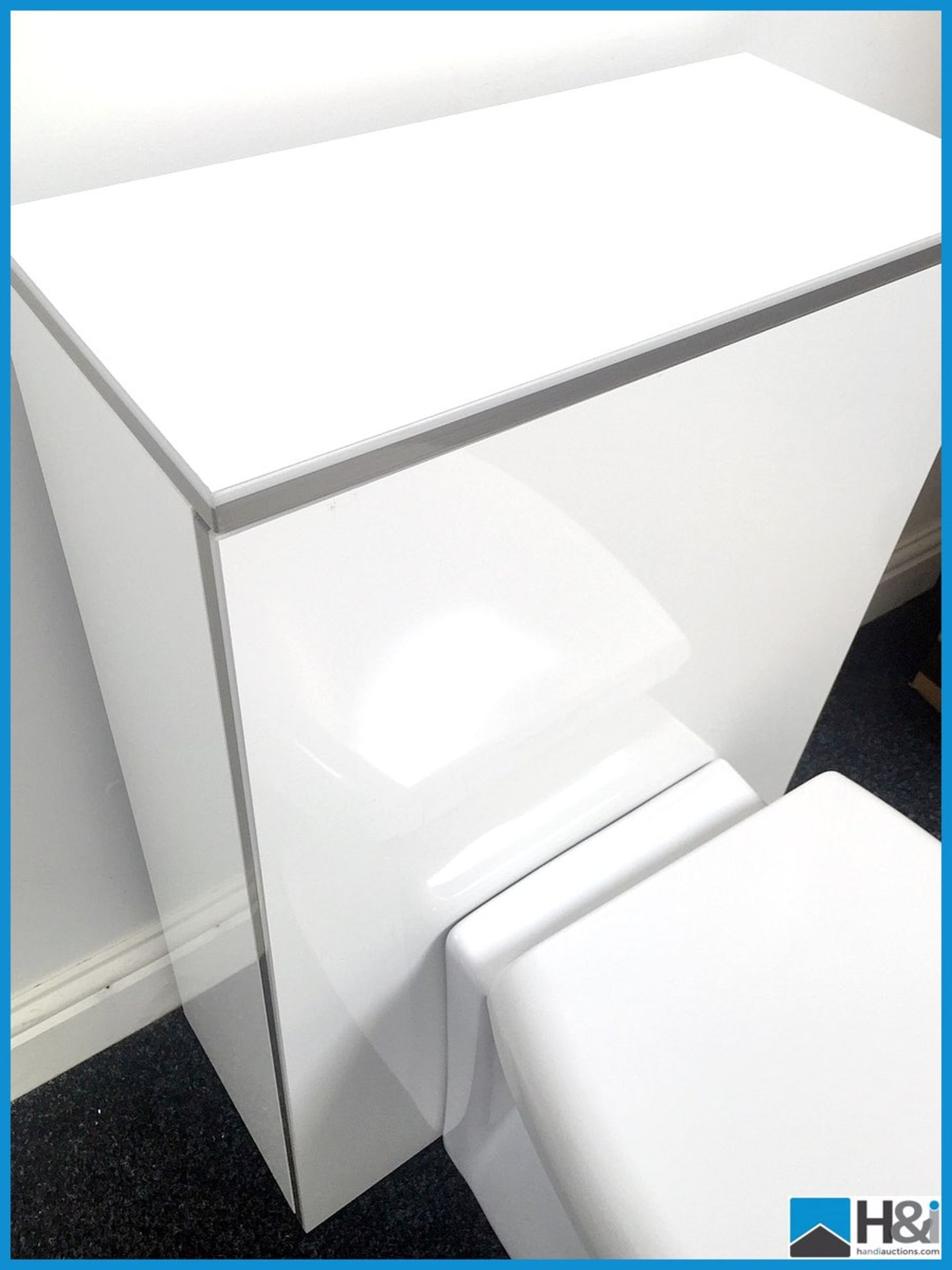 High quality Phoenix gloss white back to wall wc unit with grey silver trim with a white Ultra - Image 4 of 4