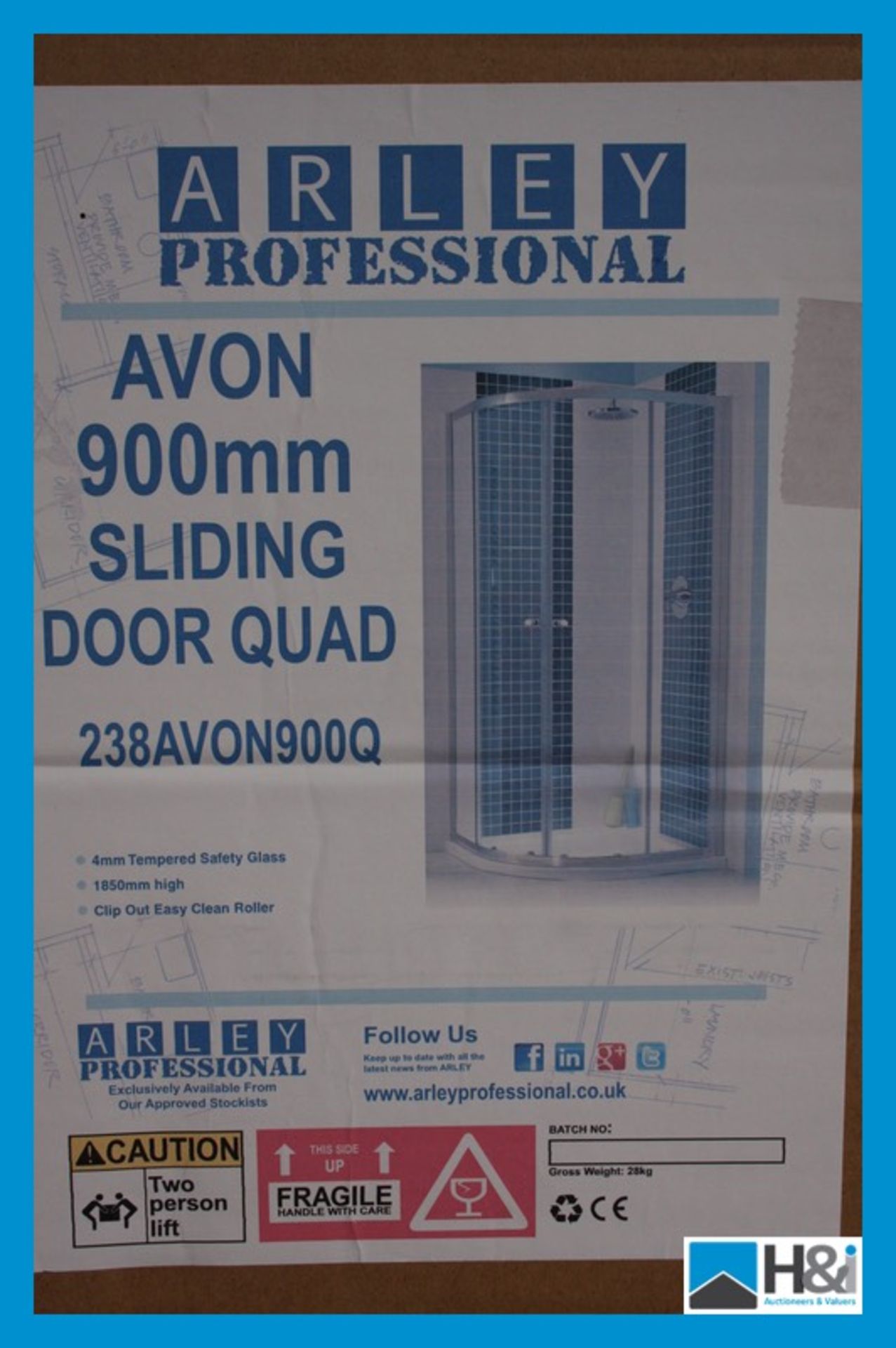 Arley Professional Avon 900mm Sliding Door Quad, 238AVON900Q. Brand New in Box. RRP £199 - Image 2 of 2