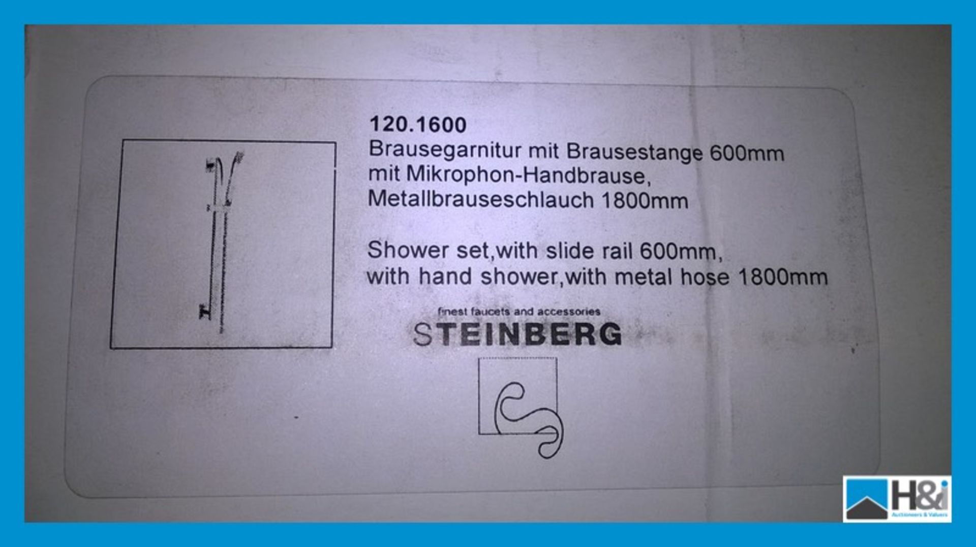 Steinberg Shower Set with 600mm Slide Rail, Handset & 1800mm Hose. 120.1600, RRP £328.70 Brand New - Image 2 of 2