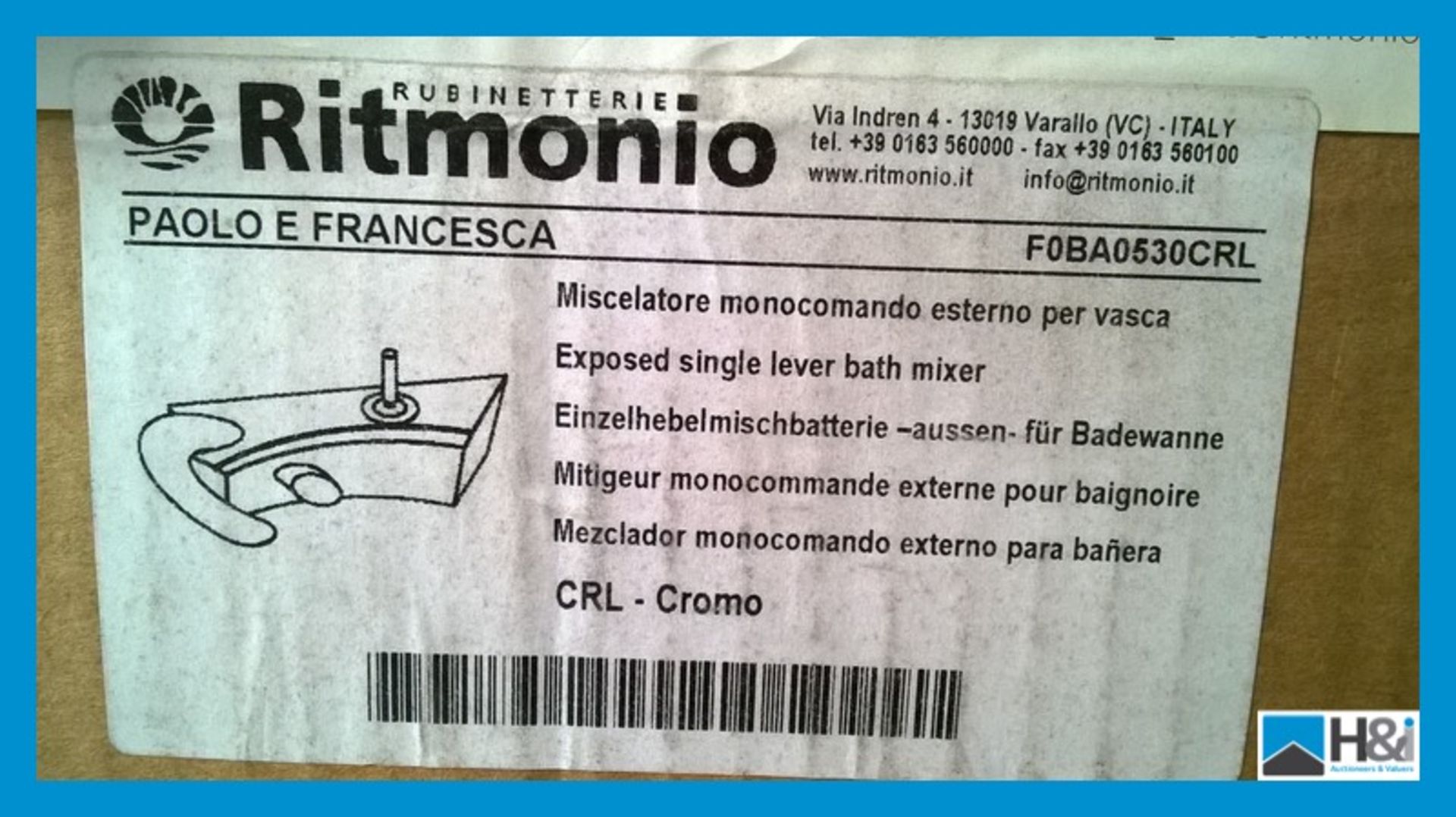 Italian Designer Ritmonio Paolo E Francesca Exposed Single Lever Bath Mixer in Polished Chrome, - Image 3 of 3