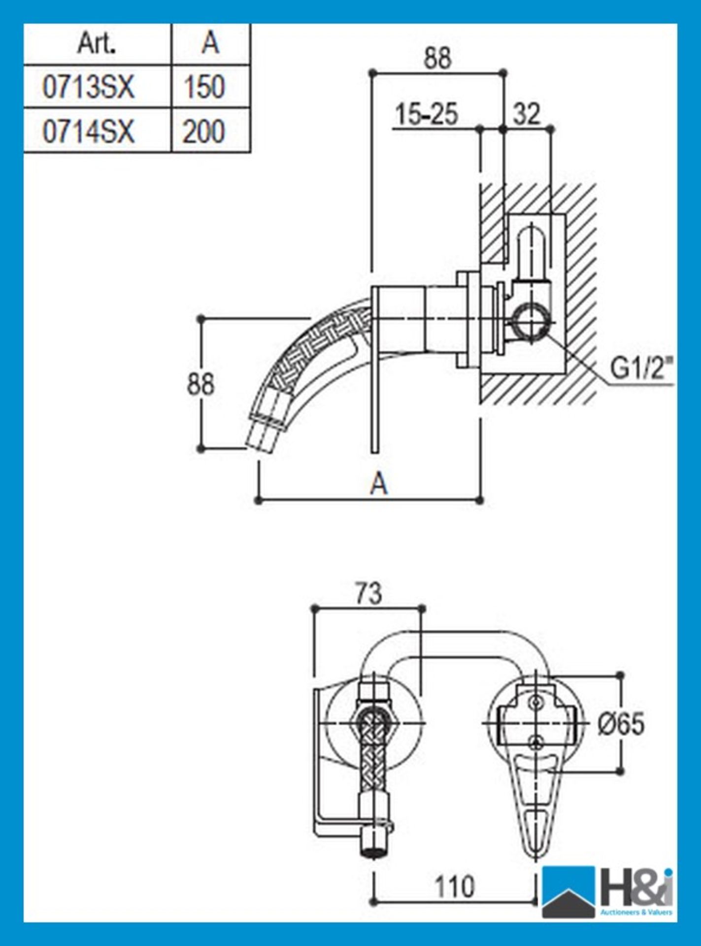 Designer Italian Ritmonio Built in Single Lever Basin Mixer in Polished Chrome, G0BA0714SXCRL - Image 3 of 3