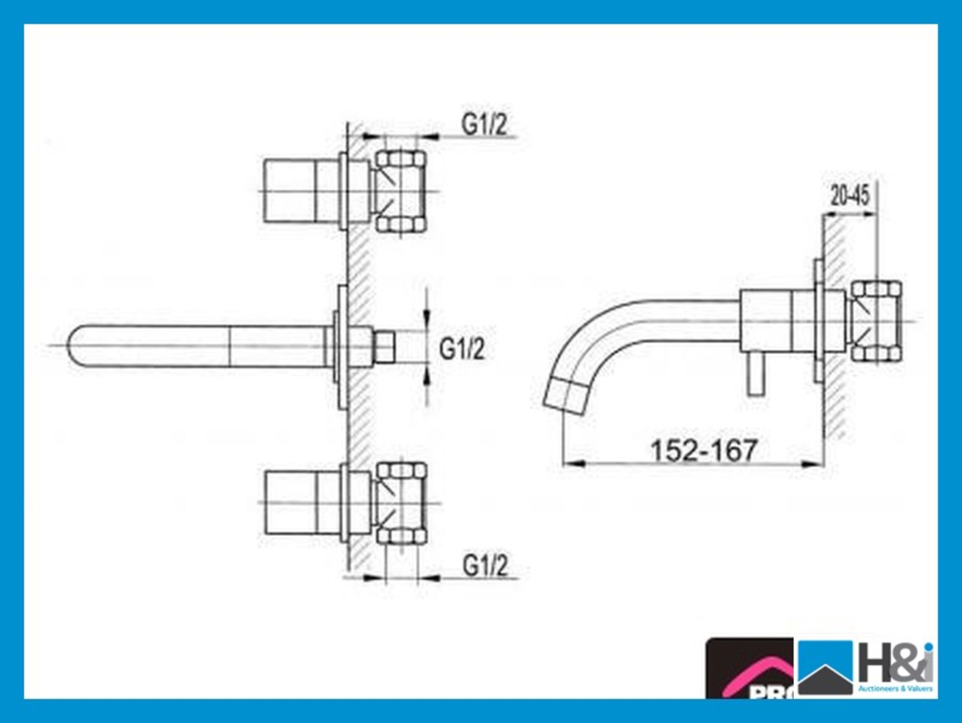 Steinberg Designer 3 Hole, Wall Mounted Basin Mixer in Polished Chrome, 100.1915 RRP £502.60 Brand - Image 2 of 3