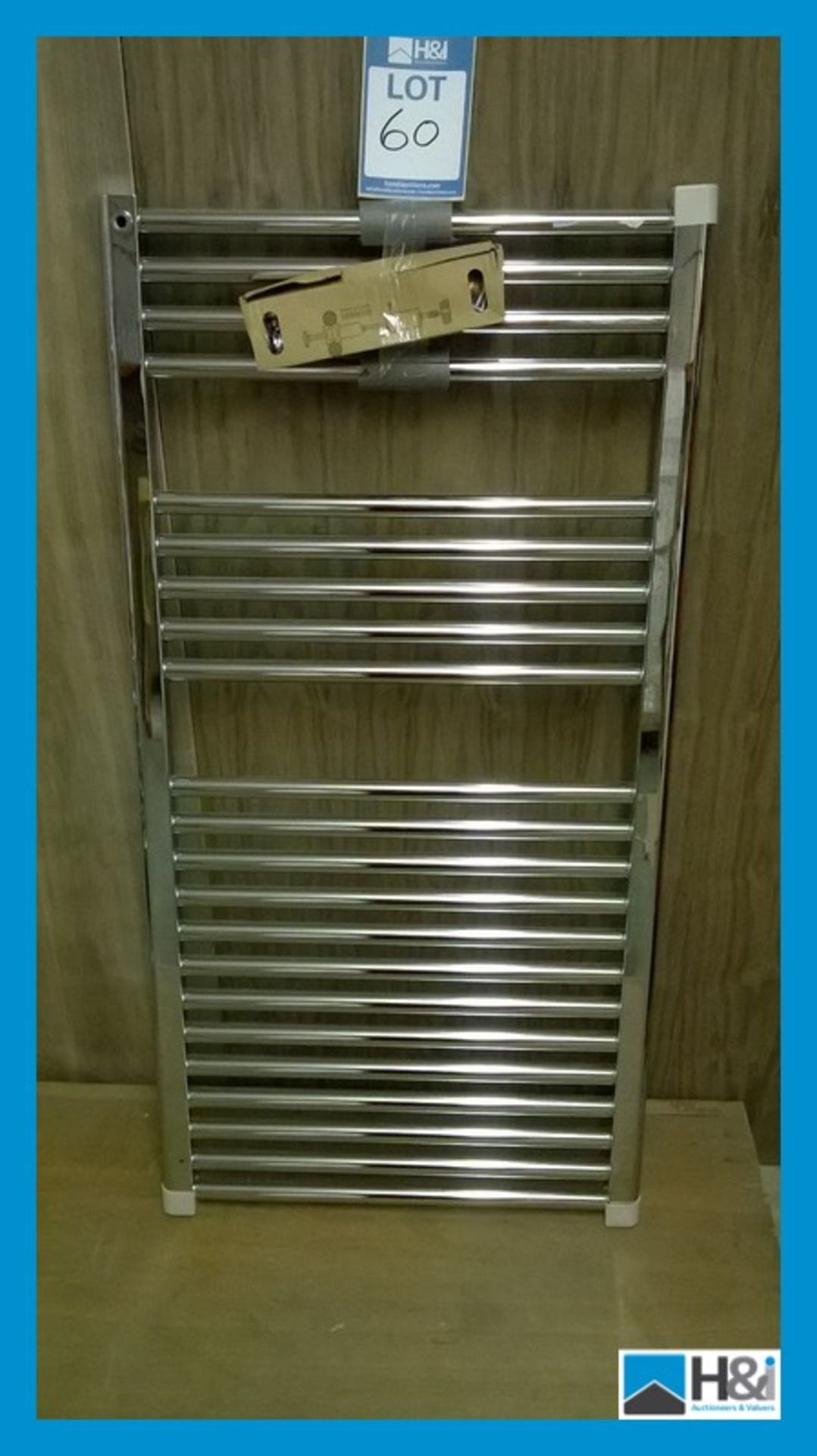 Vogue Designer Towel Rail, chrome, 1200 X 600 with fittings. Ex-Display RRP £139 Appraisal: