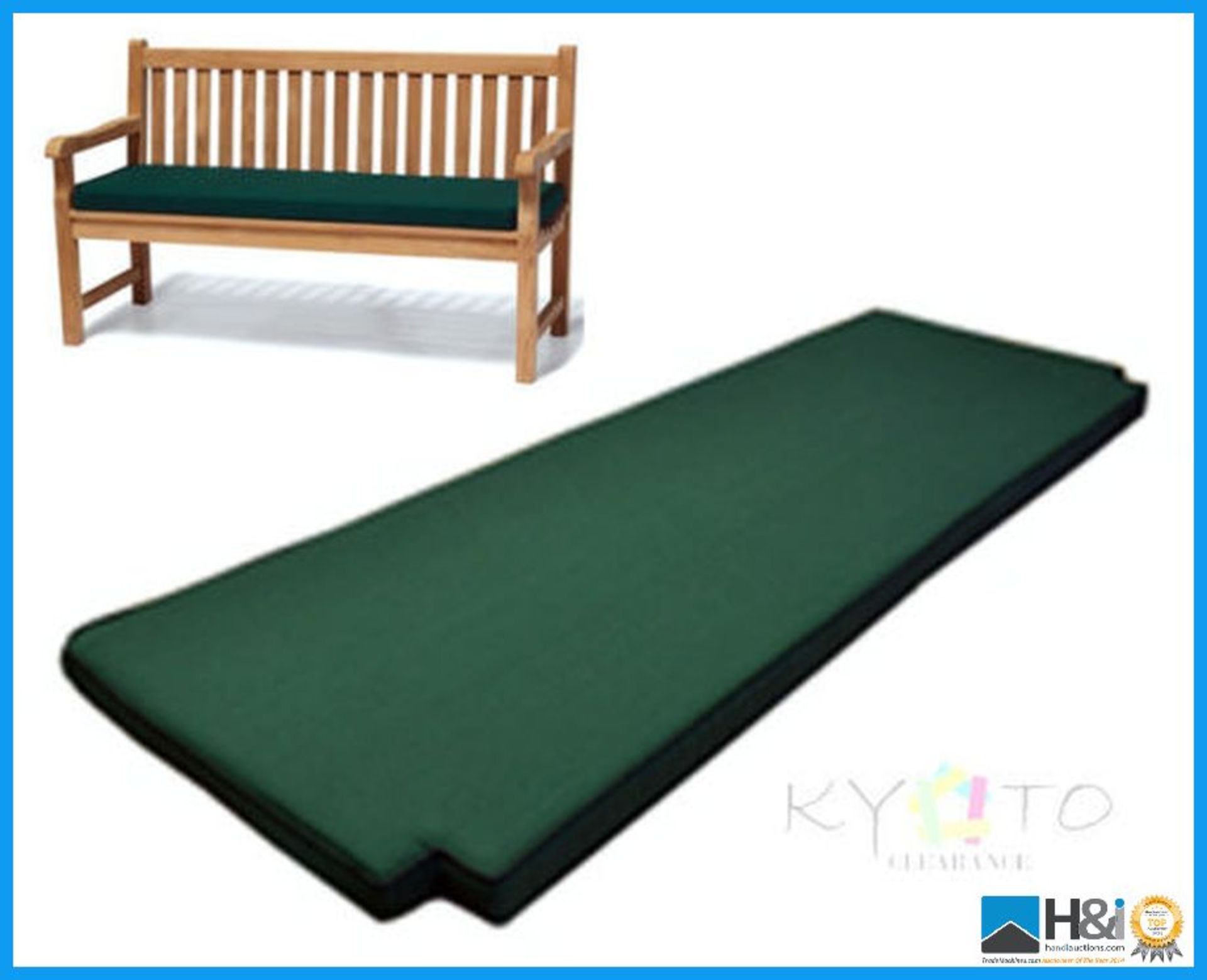 Cushion for 2 Seat Garden Bench. Made from Showerproof Polyester cover filled with high quality