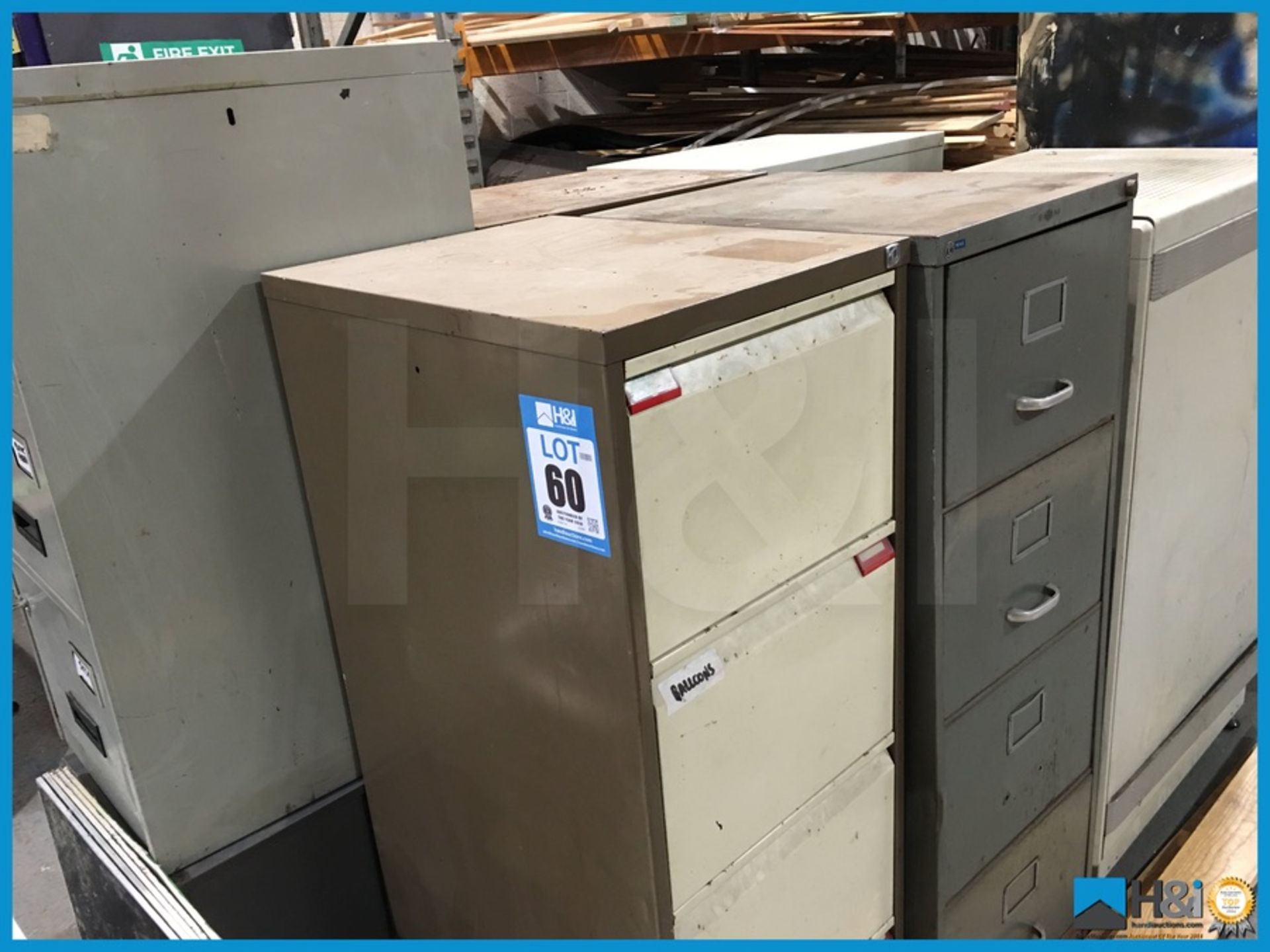 5 off metal filling cabinets plus large wheeled server cabinet Appraisal: Viewing Essential Serial