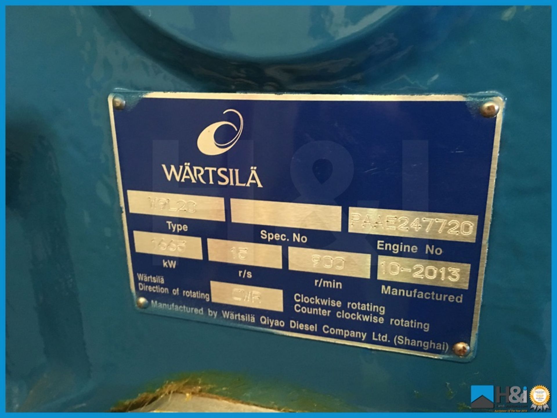 Unused Wartsila 9L20 high capacity diesel generator manufactured in 2013 for a large marine - Image 12 of 17