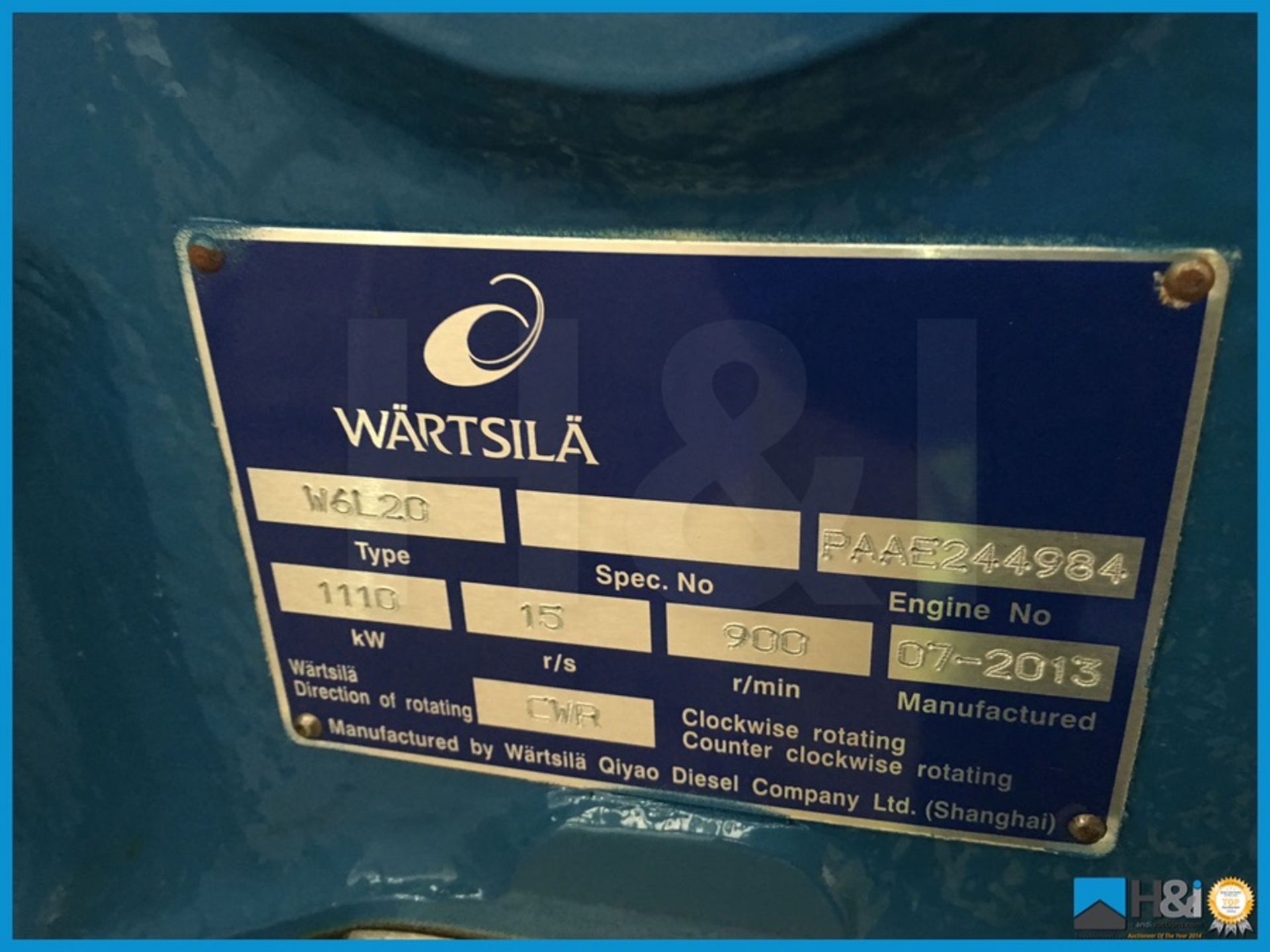 Unused Wartsila 6L20 high capacity diesel generator manufactured in 2013 for a large marine - Image 5 of 22