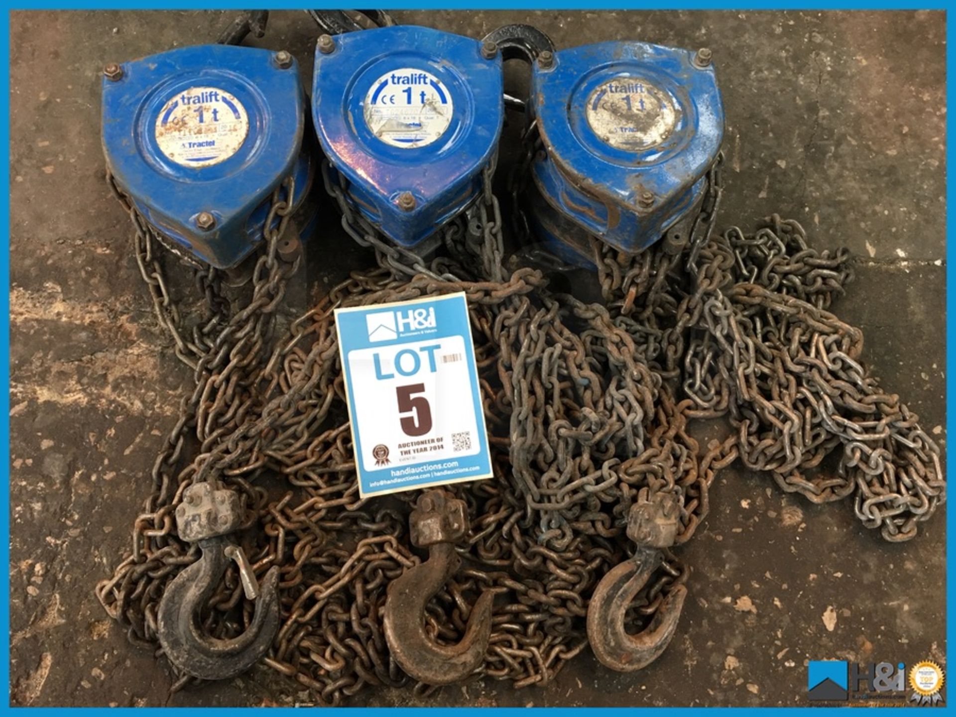 3 off Trailift 1t lifting block and tackle Appraisal: Viewing Essential Serial No: NA Location: St