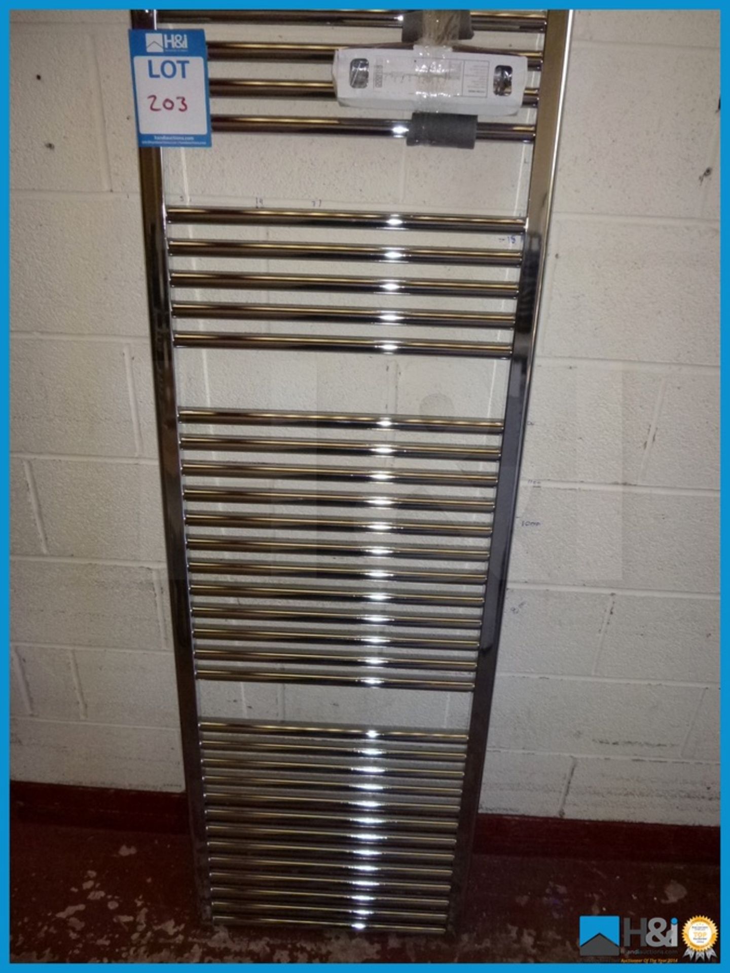 VOGUE CHROME DESIGNER TOWEL RAIL, 1800 X 600MM Appraisal: Viewing Essential Serial No: NA