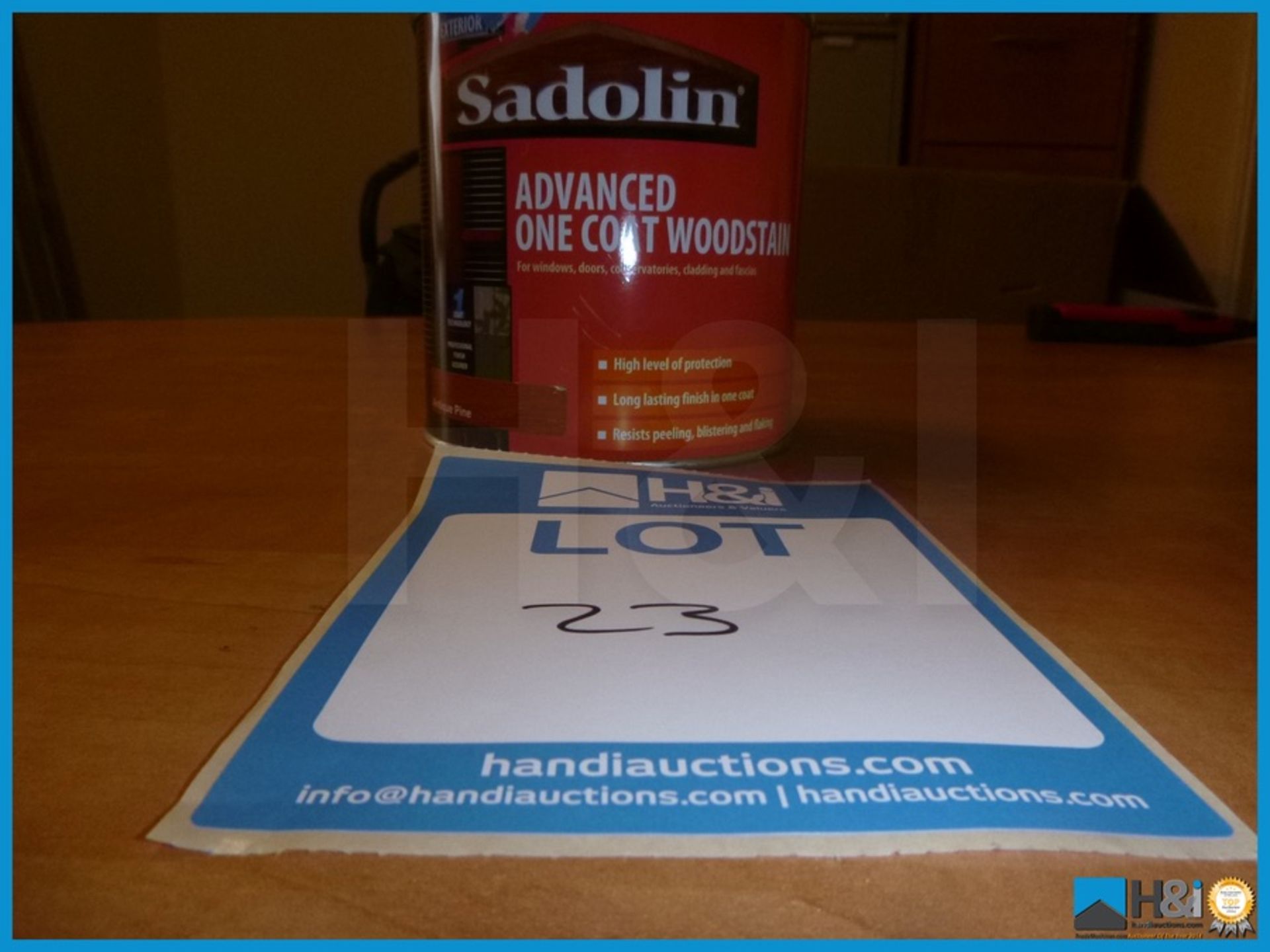 SADOLIN 1 LITRE ADVANCED ONE COAT WOODSTAIN - ANTIQUE PINE Appraisal: Viewing Essential Serial No: