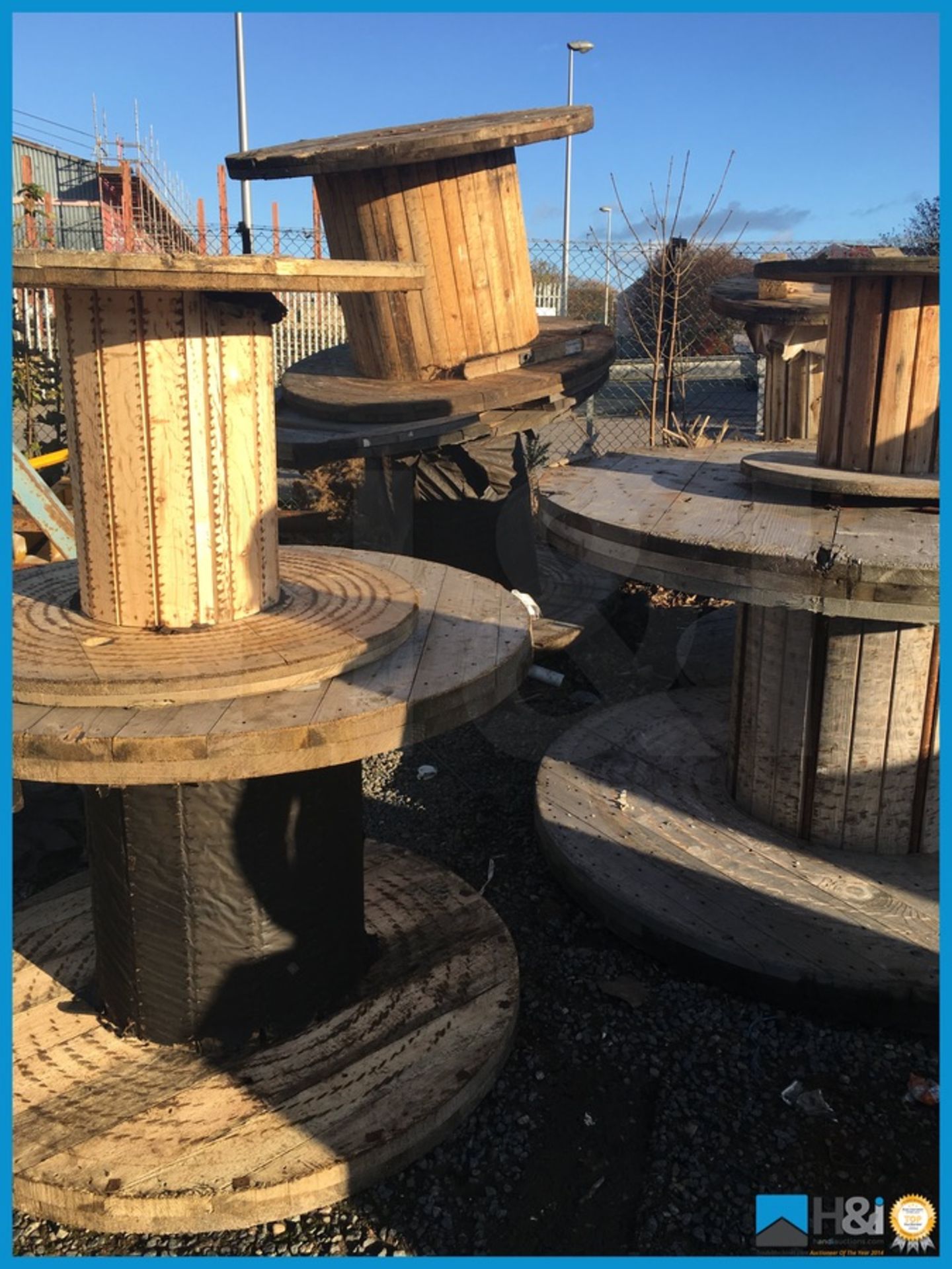 Appx 13 x wooden large cable reels in various sizes ideal for repurposing for tables etc..