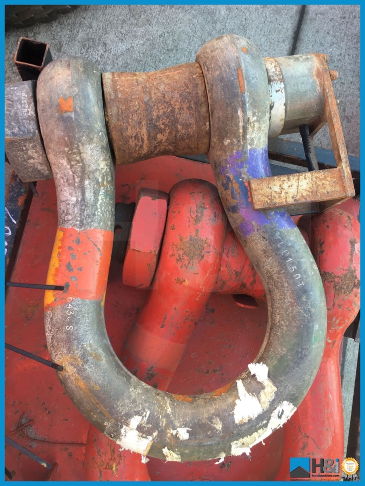 2 x 150 tonne lifting shackles with telemetry load sensors in steel stillage Appraisal: Good - Image 2 of 4