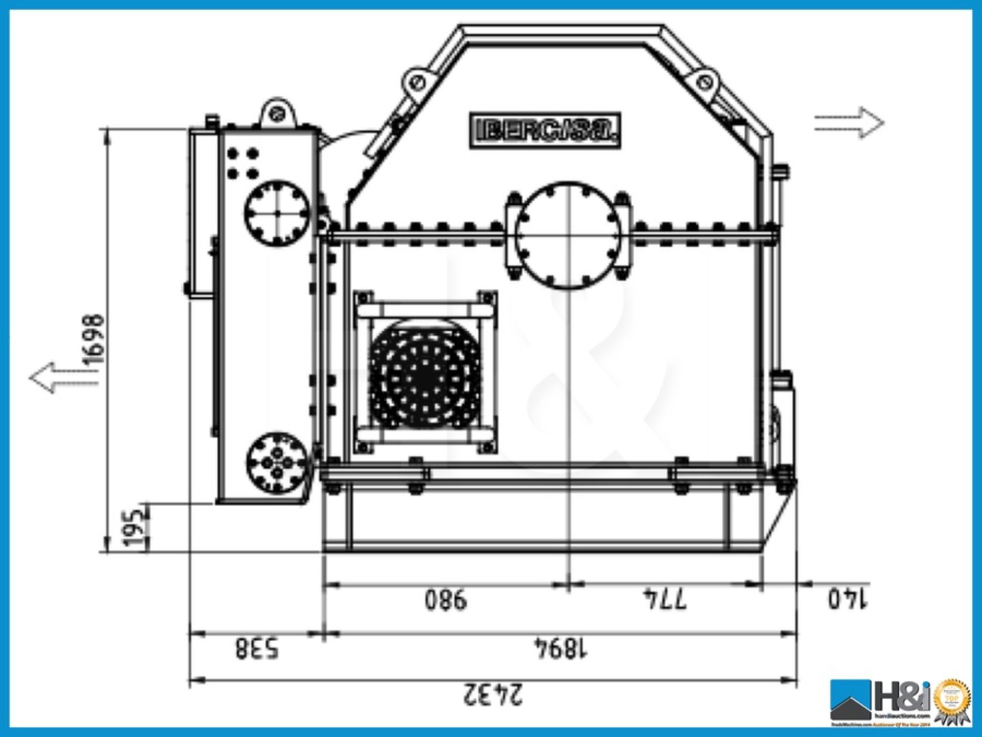 New and unused Ibercisa 35t Hydraulic drum winch. Western European manufactured. 35te WLL Winch is - Image 5 of 7