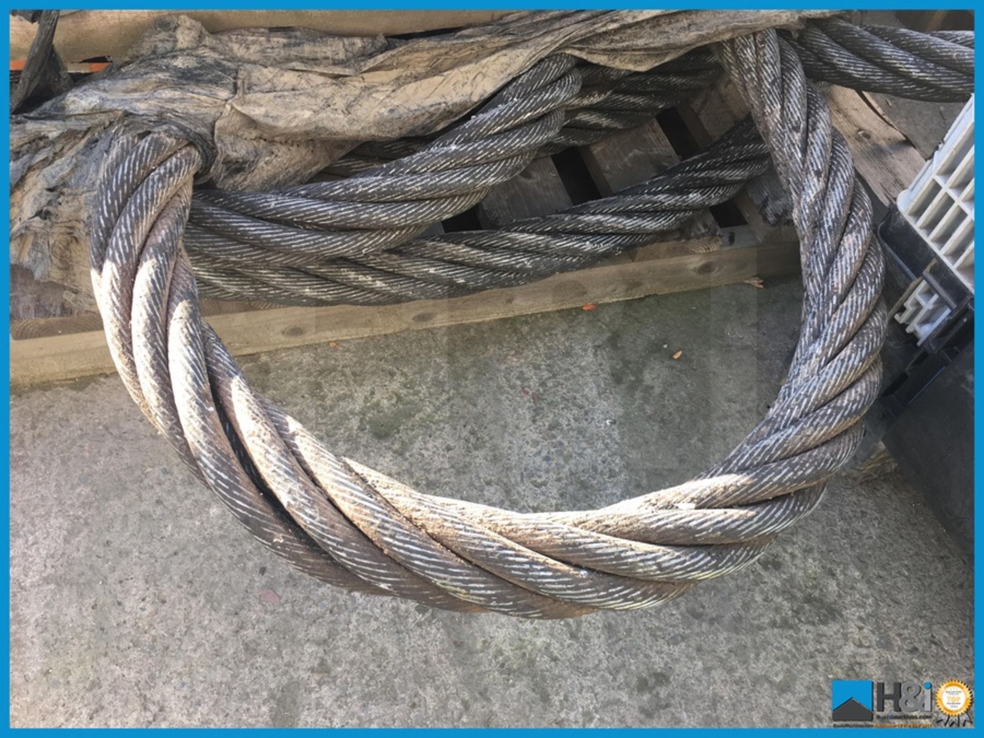 12.5 metre wire rope 90mm dia with soft eye loops 116tonne capacity with certification Appraisal: - Image 3 of 3