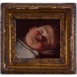 Ecole italienne (XVIIe s.), Jeune garçon endormi, huile sur toile, 23x25 cm ,