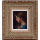 Charles Stoecklin (1859-1946), Jeune fille de profil, huile sur toile, signée, 24x18 cm