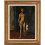 Adrien Holy (1898-1979), Jeune homme nu, huile sur toile, signée et datée (19)30, contresignée au