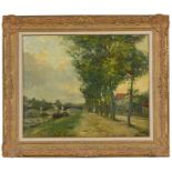 Pierre Jacques Pelletier (1869-1931), attr. à, Bord de Seine, huile sur toile, signée, 65x81,5 cm
