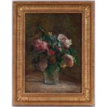 Anonyme (fin XIXe - début XXe s.), Bouquet de roses, huile sur toile, 33x24,5 cm