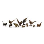 Collection de 11 bronzes de Vienne, XIXe s représentant divers animaux et oiseaux émaillés à froid