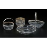 Collection de 4 coupes en verre taillé et gravé, cerclées d'argent, Minerve 1er titre, Mercure et