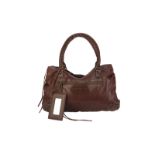 Balenciaga, sac City classique en cuir brun, petit mirroir assorti, housse, 28x43 cm