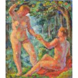 Jean Lehmann (1885-1969), Adam et Eve, huile sur toile, signée et datée (19)42, 70x60 cm