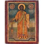 Jean l'Apôtre, icône polychrome sur panneau, Grèce XVII-XVIIIe s., représentant le Saint tenant l?