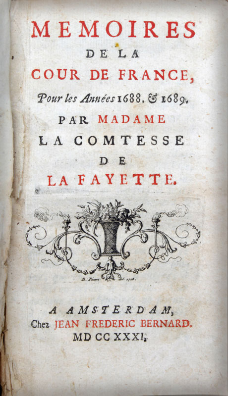 LA FAYETTE (Madame de). Mémoires de la cour de France pour les Années 1688 & 1689 par Madame la - Image 2 of 2