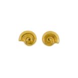 Lalaounis, paire de clous d'oreilles escargot en or 750, signée