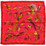 Hermès, carré en soie: "Les Oiseaux de Iles", fond rose, 70x70 cm