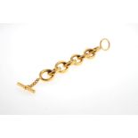 Chanel, bracelet en métal doré à maille gourmette ronde, signé, long. 22 cm