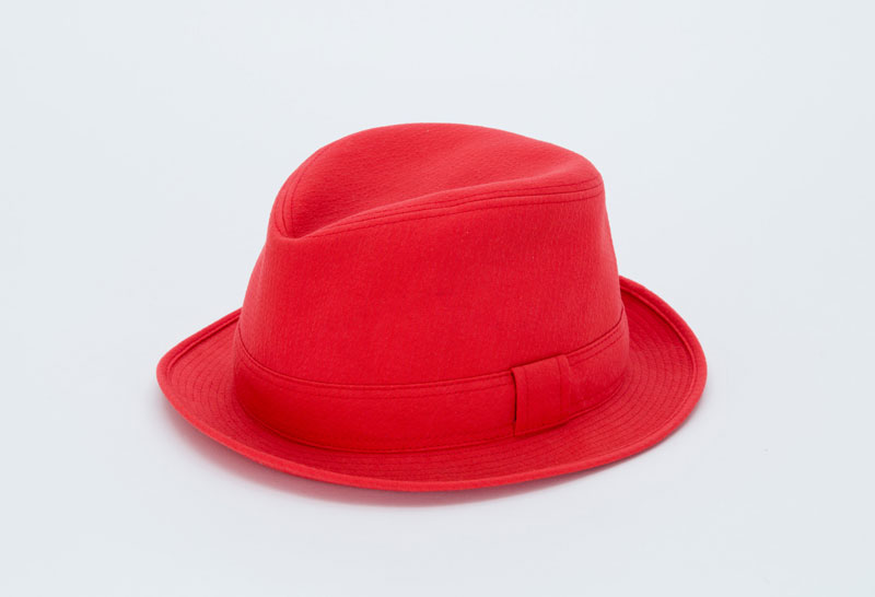 Hermès, chapeau Trilby en toile de coton rouge corail, T 57