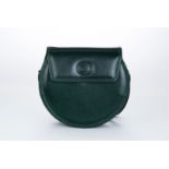 Gucci, sac rond à rabat en cuir de porc vert, housse, boîte, 21x25 cm