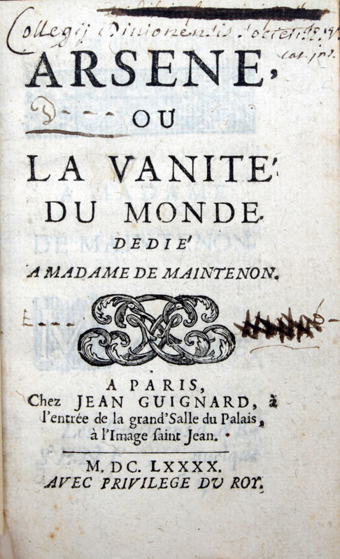 DUBOIS DE CHASTENEY (Jacques). Arsène ou la vanité du monde. Paris, Jean Guignard, 1690. In-16, - Image 2 of 2