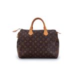 Louis Vuitton, sac Speedy 30 en toile enduite monogrammée et cuir naturel, cadenas, facture d'