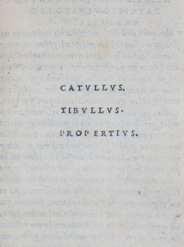 [TIBULLUS (Albius) PROPERTIUS (Sextus)]. Catullus Tibullus Propertus. Aldus  s.l. 1502. Petit in- - Image 2 of 2