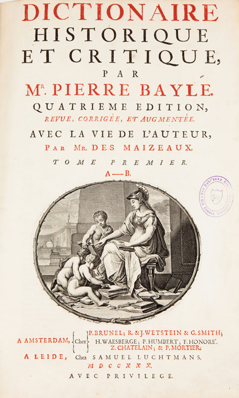 BAYLE (Pierre). Dictionnaire historique et critique. Amsterdam Brunel Wetstein & Smith Leide - Image 3 of 4
