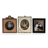 Collection de 3 miniatures sur ivoire, ...