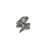 Bague serpent en or gris 750 sertie ...